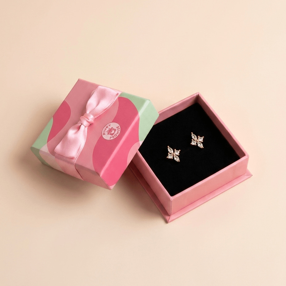 Marquise Star Flower Stud Earrings - Gold Plated 925 Sterling Silver | Pinky Promise