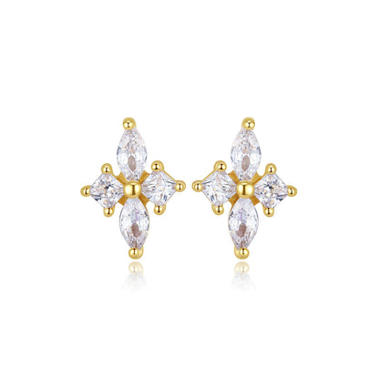 Marquise Star Flower Stud Earrings - Gold Plated 925 Sterling Silver - Photo 4 | Pinky Promise