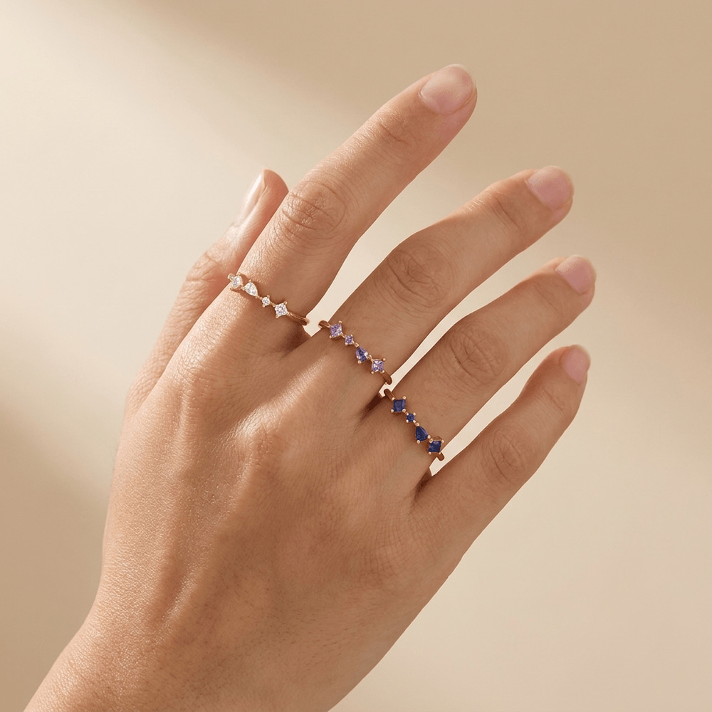 Mixed Gemstone Cluster Ring – 925 Sterling Silver, Gold Plated - Photo 20 | Pinky Promise