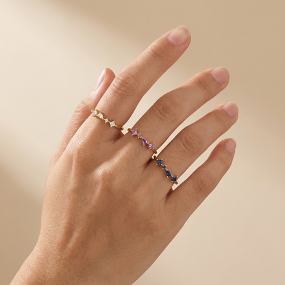 Mixed Gemstone Cluster Ring – 925 Sterling Silver, Gold Plated - Photo 20 | Pinky Promise