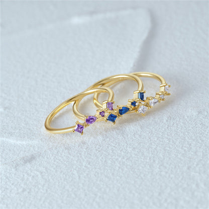 Mixed Gemstone Cluster Ring – 925 Sterling Silver, Gold Plated - Photo 6 | Pinky Promise
