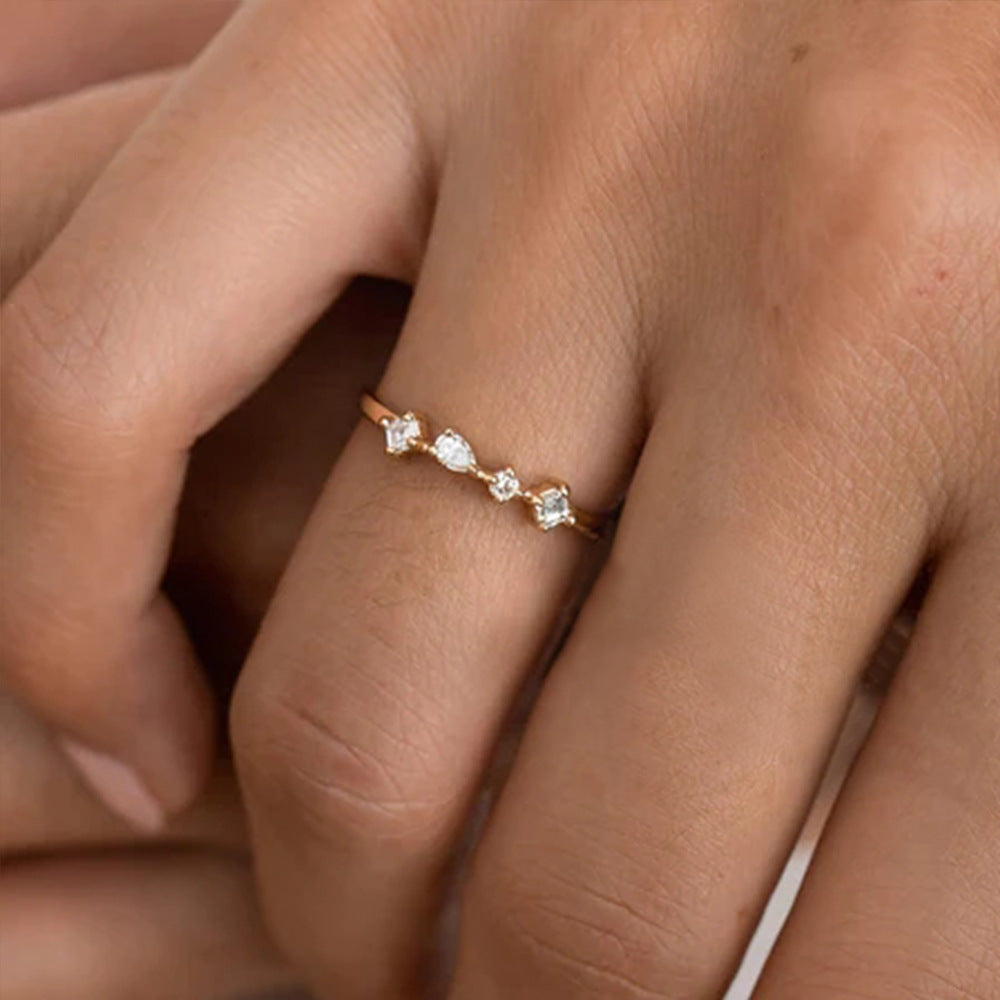 Mixed Gemstone Cluster Ring – 925 Sterling Silver, Gold Plated - Photo 9 | Pinky Promise