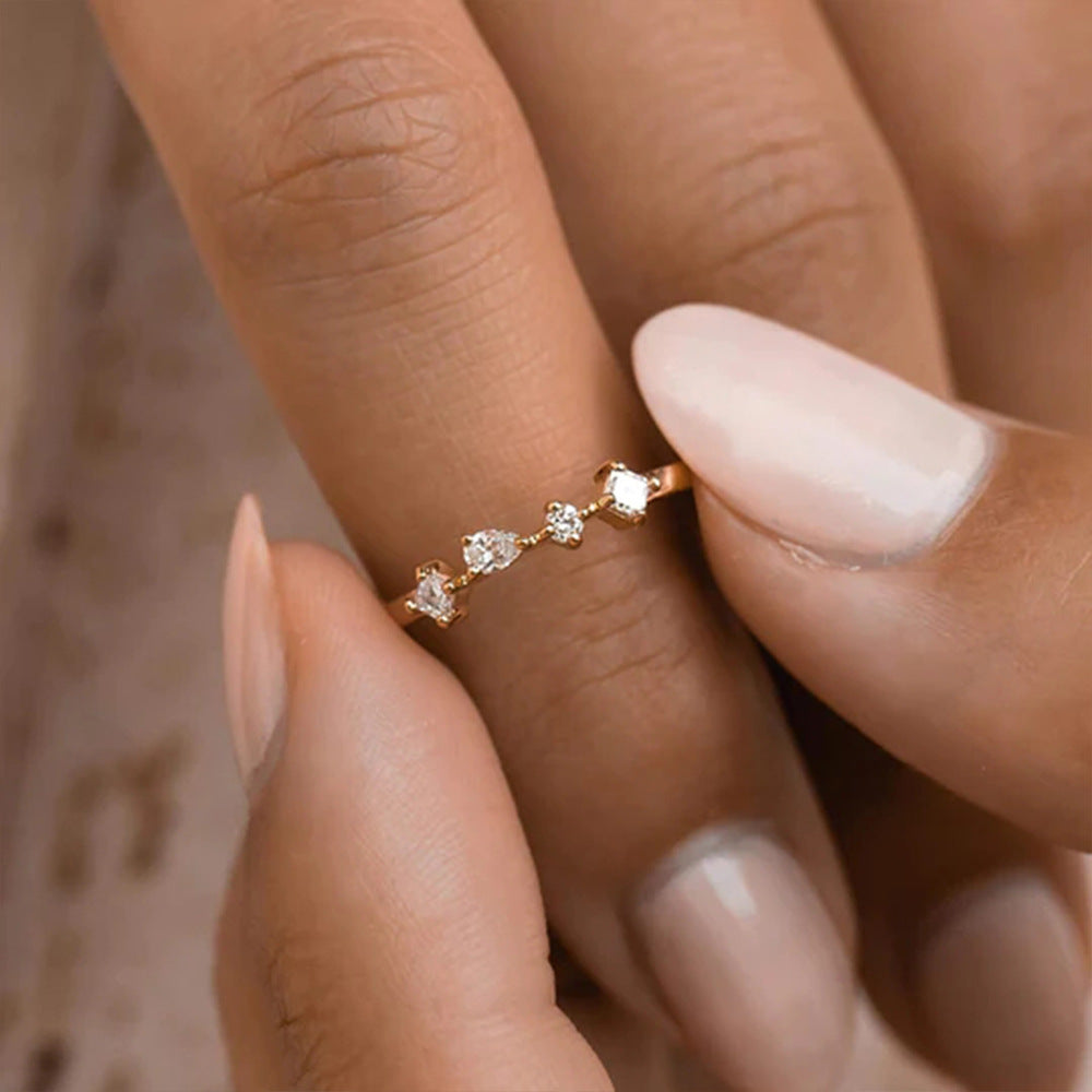 Mixed Gemstone Cluster Ring – 925 Sterling Silver, Gold Plated - Photo 10 | Pinky Promise