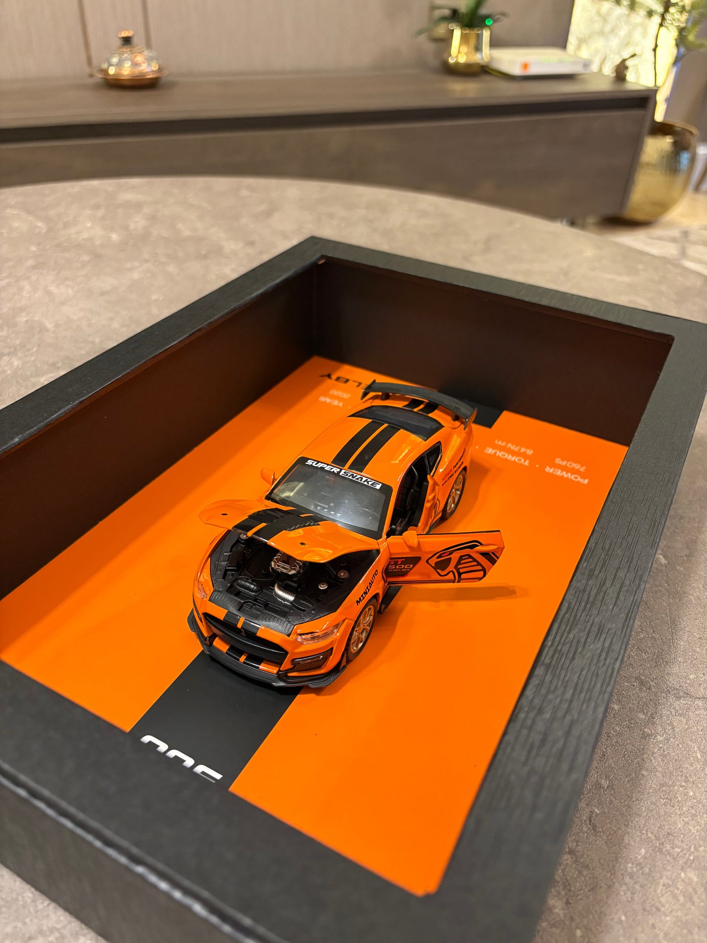 Mustang Shelby GT500 3D Shadow Box Wall Art (Orange) – 32cm x 23cm | Pinky Promise