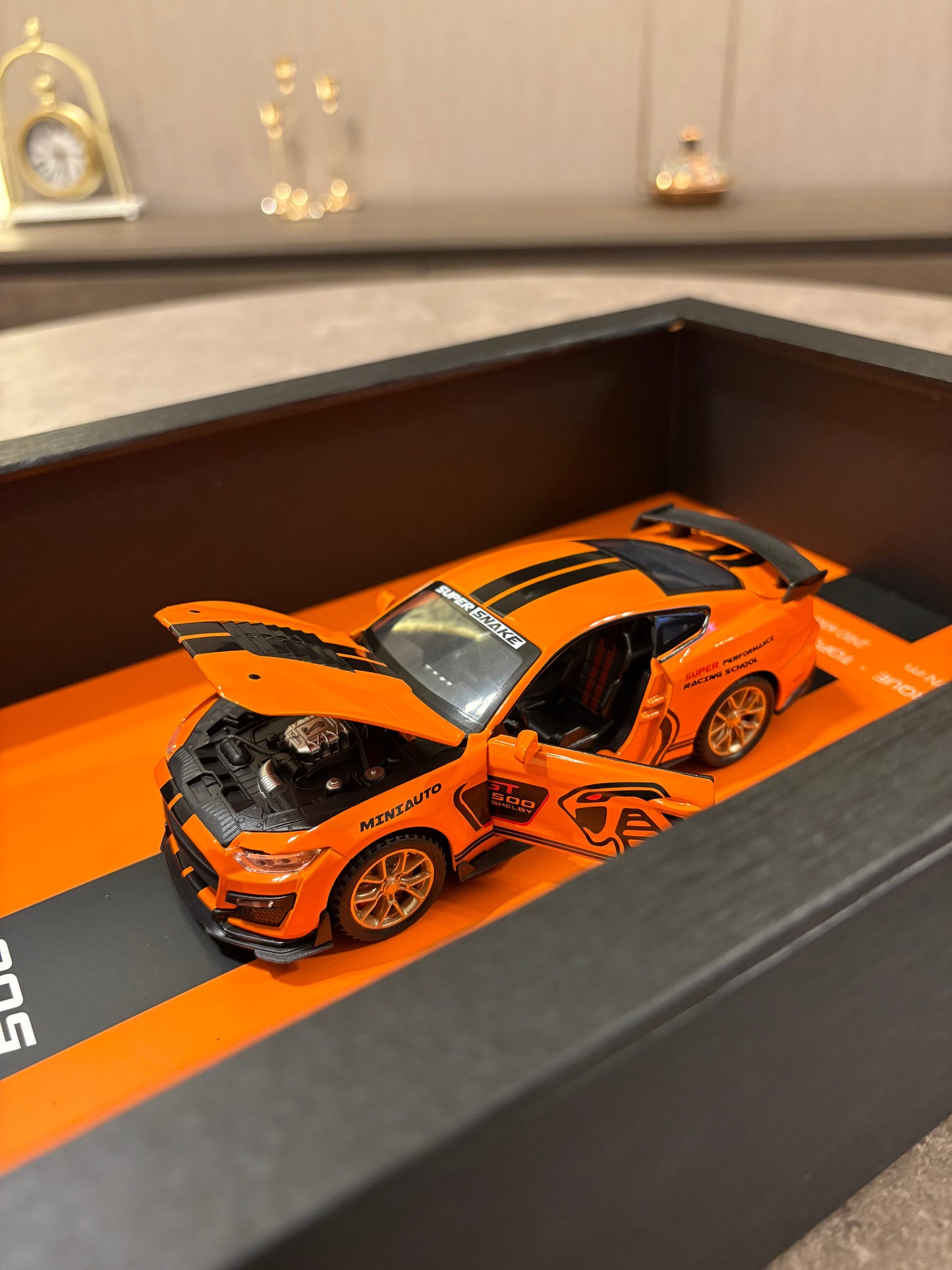 Mustang Shelby GT500 3D Shadow Box Wall Art (Orange) – 32cm x 23cm - Close Up | Pinky Promise