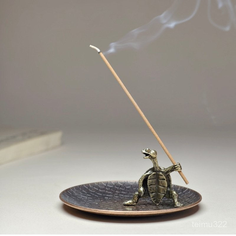 Ninja Turtle Brass Incense Holder / Bakhur Holder  & Ash Catcher Tray - Close Up | Pinky Promise
