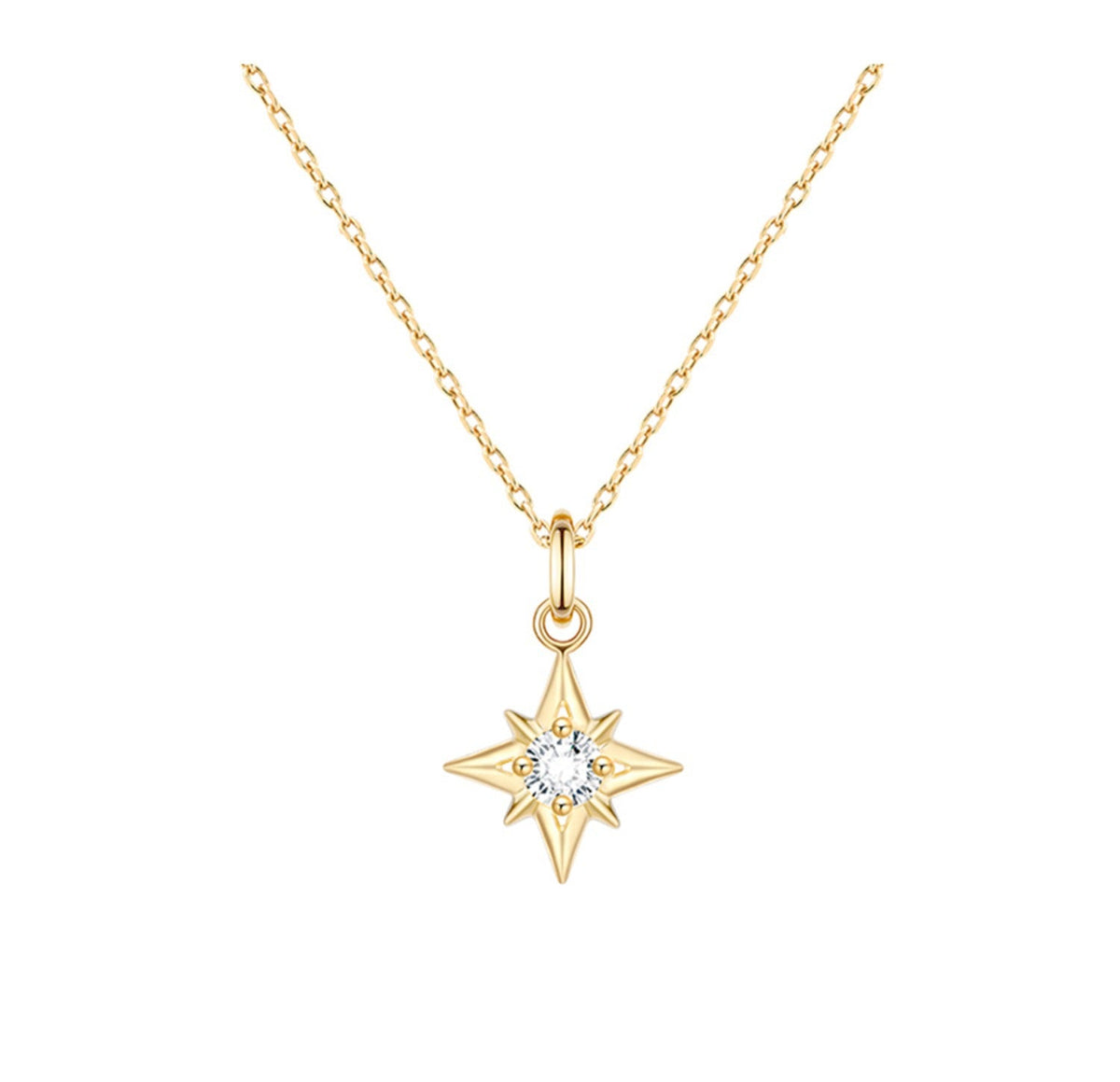North Star Pendant Necklace – 925 Sterling Silver, Gold Plated | Pinky Promise