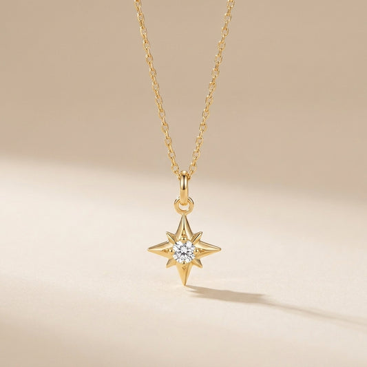 Buy North Star Pendant Necklace – 925 Sterling Silver, Gold Plated at Pinky Promise