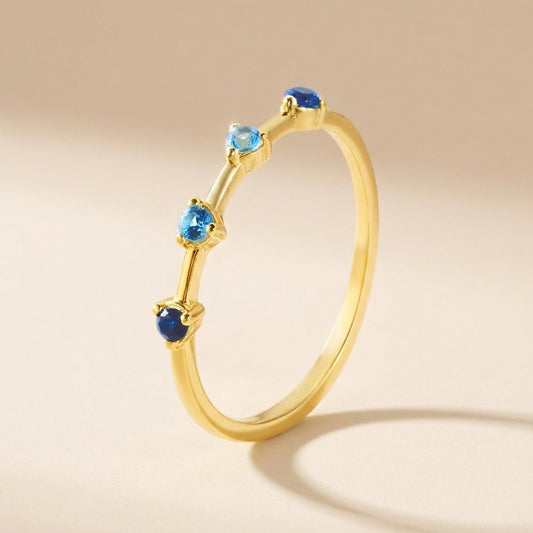 Buy Ombré Blue Stone Ring – 925 Sterling Silver, Gold Plated at Pinky Promise