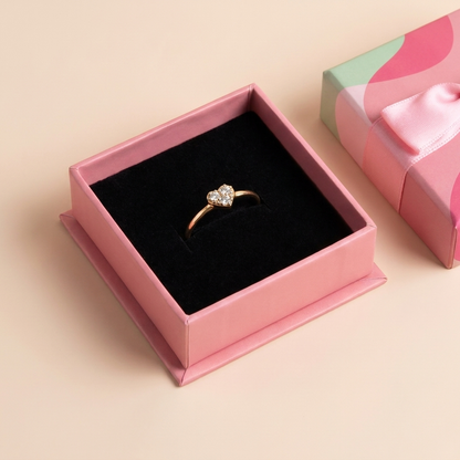 Pavé Heart Ring – 925 Sterling Silver, Gold Plated | Pinky Promise
