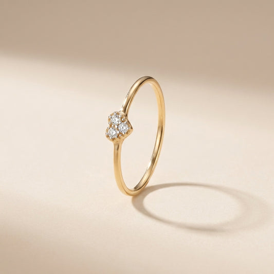 Buy Pavé Heart Ring – 925 Sterling Silver, Gold Plated at Pinky Promise