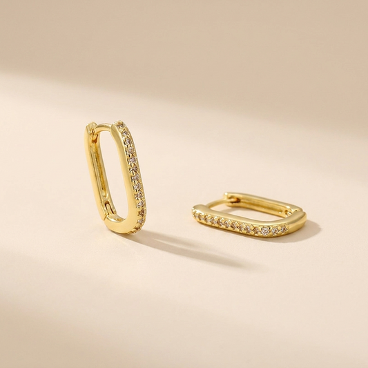 Buy Pavé Oval Huggie Hoop Earrings - Gold Plated 925 Sterling Silver at Pinky Promise