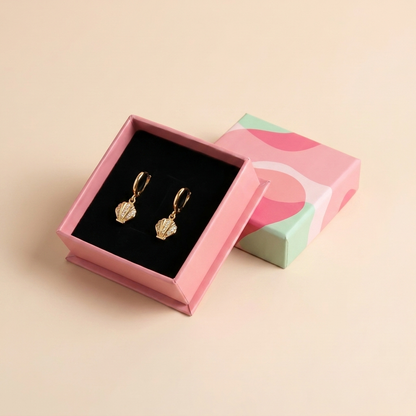 Pavé Seashell Huggie Hoop Earrings – Gold Plated 925 Sterling Silver | Pinky Promise