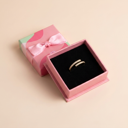 Pavé wraparound Open Ring - Gold Plated 925 Sterling Silver | Pinky Promise