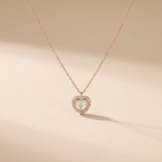 Buy Pearl Heart Halo Necklace - Gold Plated 925 Sterling Silver at Pinky Promise
