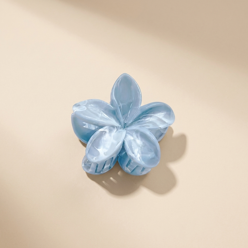 Pearlescent Baby Blue Hair Claw Clips – Elegant Marbled Acrylic Hair Accessories - Photo 12 | Pinky Promise
