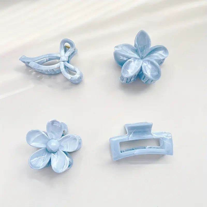 Pearlescent Baby Blue Hair Claw Clips – Elegant Marbled Acrylic Hair Accessories - Photo 5 | Pinky Promise