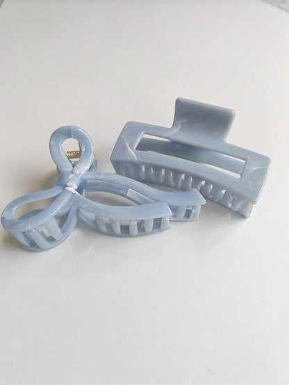 Pearlescent Baby Blue Hair Claw Clips – Elegant Marbled Acrylic Hair Accessories - Photo 7 | Pinky Promise