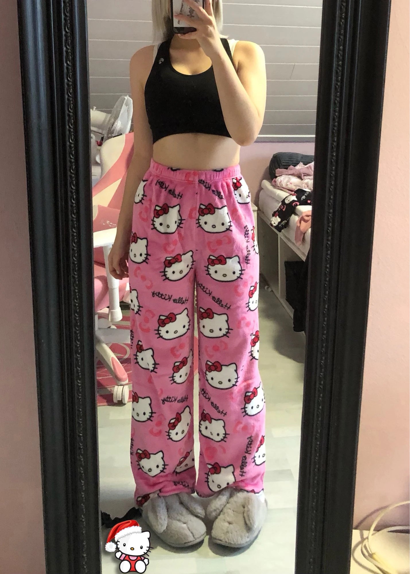 Pink hello kitty pajama pants (winter material)(خامة شتوية) - Close Up | Pinky Promise