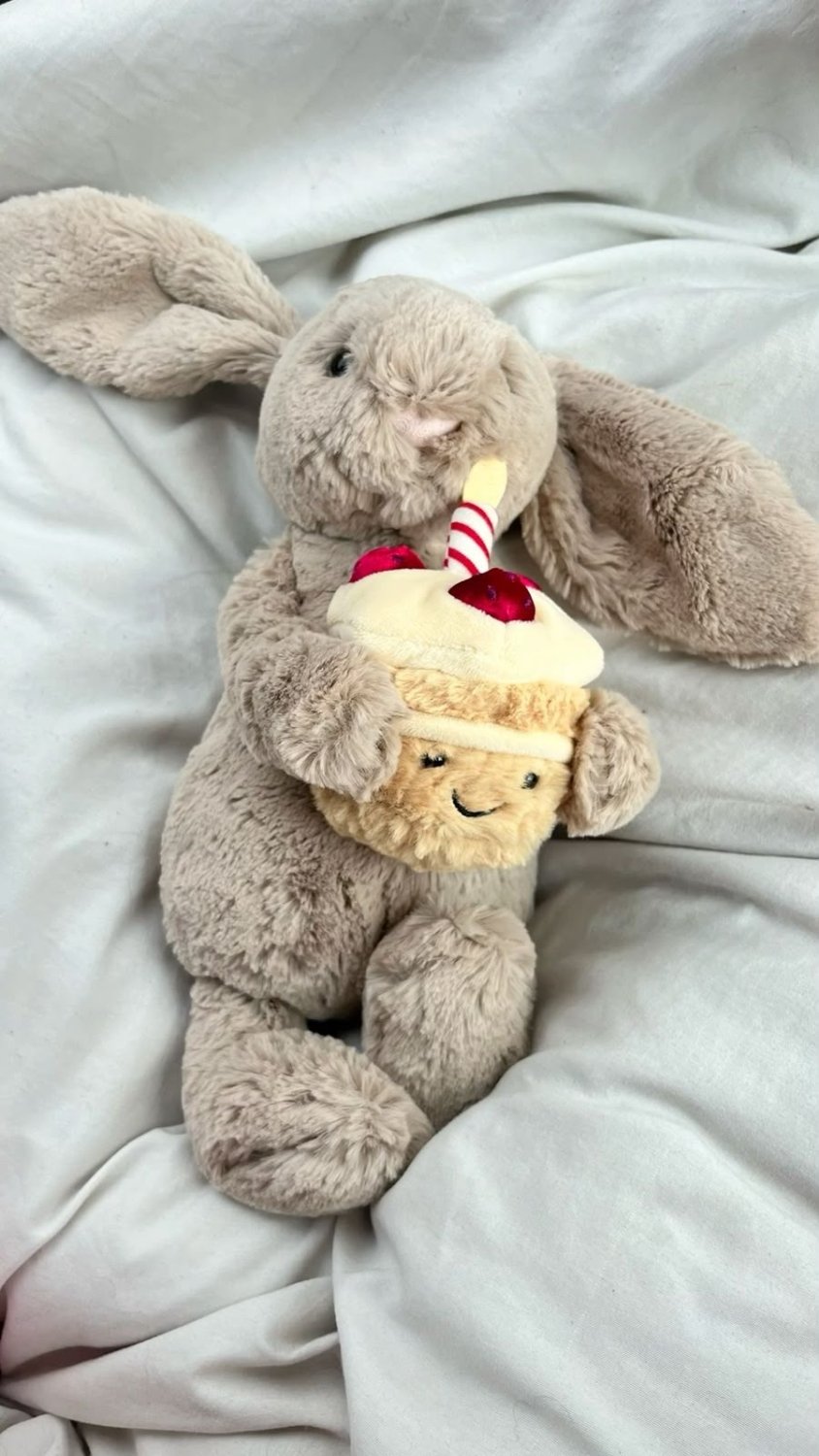 Plush Birthday Bunny with Cupcake – Cute Stuffed Animal Gift - 30 cm - Photo 8 | Pinky Promise