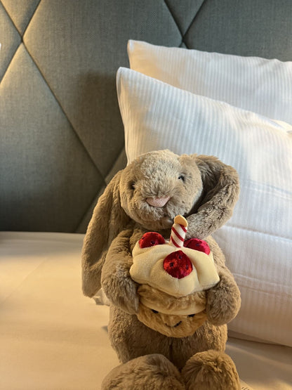 Plush Birthday Bunny with Cupcake – Cute Stuffed Animal Gift - 30 cm | Pinky Promise