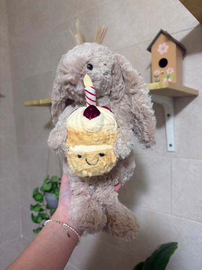 Plush Birthday Bunny with Cupcake – Cute Stuffed Animal Gift - 30 cm - Photo 7 | Pinky Promise