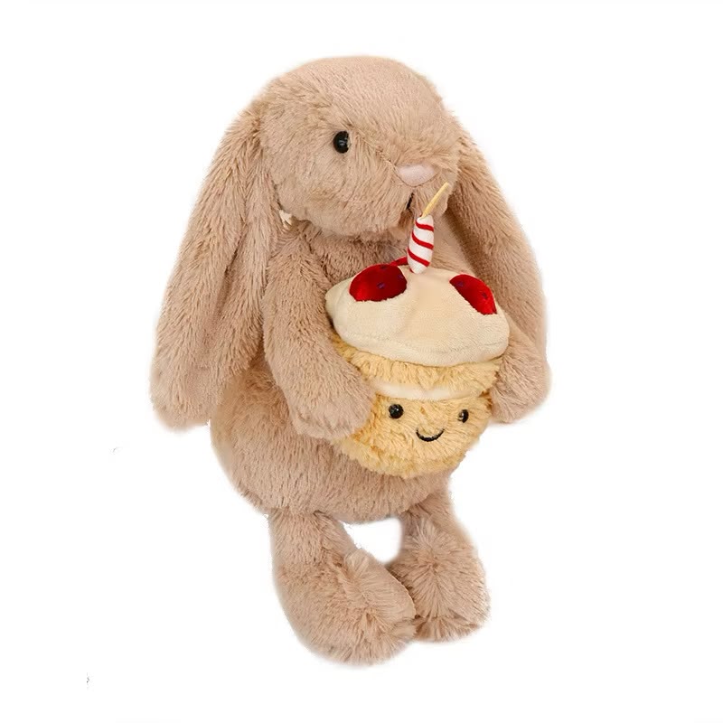 Buy Plush Birthday Bunny with Cupcake – Cute Stuffed Animal Gift - 30 cm at Pinky Promise
