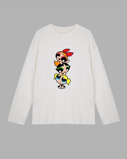 Powerpuff girls Long Sleeve Cotton T-shirt - Close Up | Pinky Promise