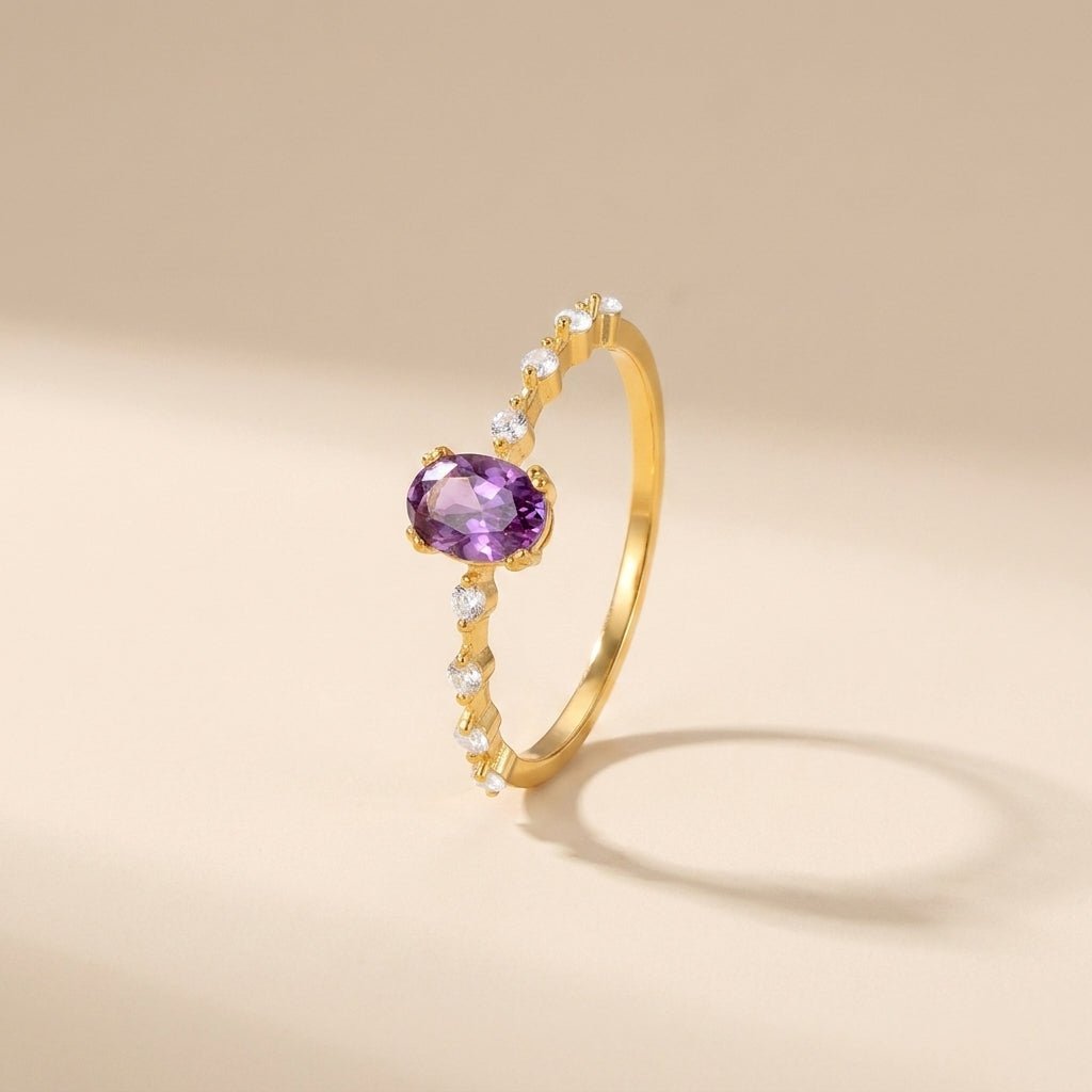 Buy Purple Oval Ring – 925 Sterling Silver, Gold Plated at Pinky Promise