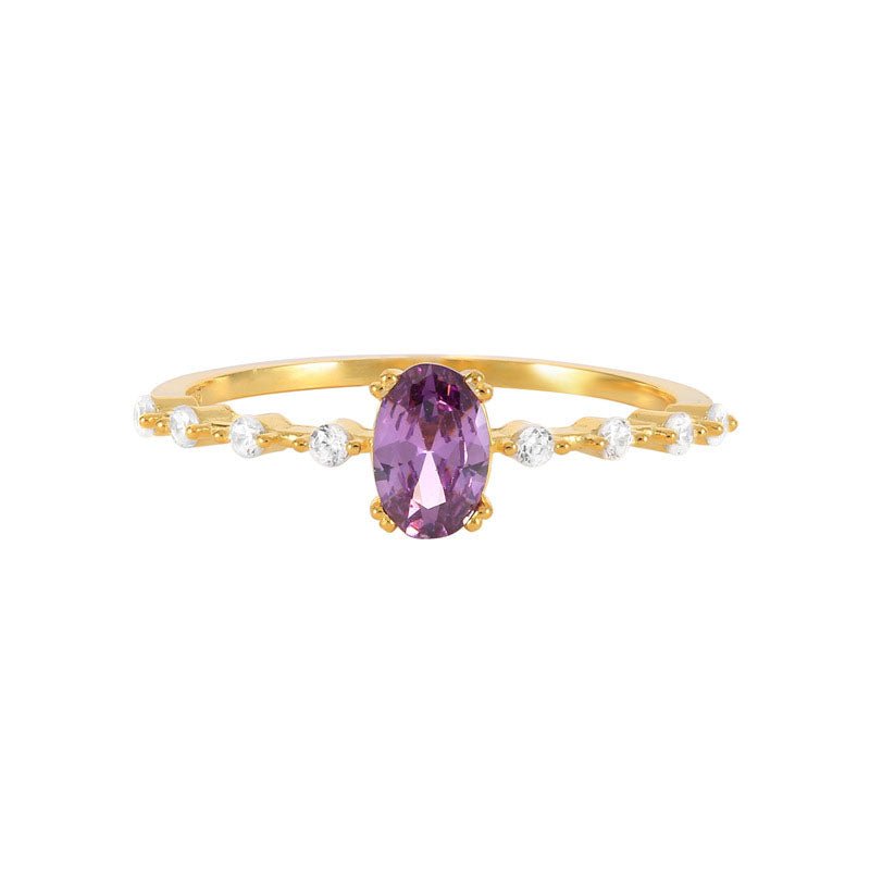 Purple Oval Ring – 925 Sterling Silver, Gold Plated - Photo 13 | Pinky Promise
