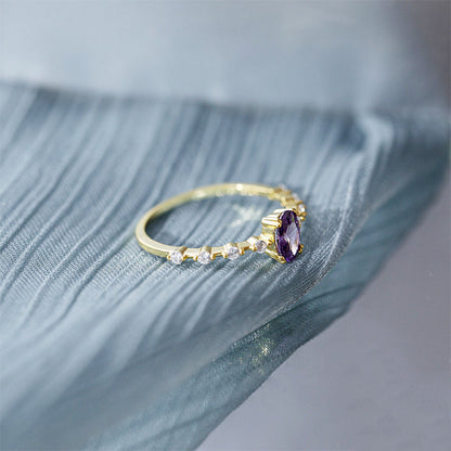 Purple Oval Ring – 925 Sterling Silver, Gold Plated - Photo 8 | Pinky Promise