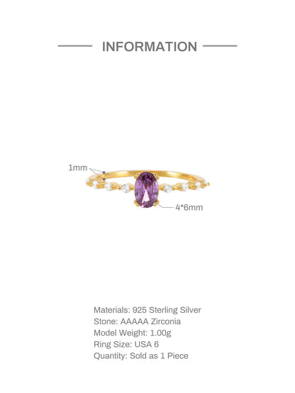 Purple Oval Ring – 925 Sterling Silver, Gold Plated - Photo 9 | Pinky Promise