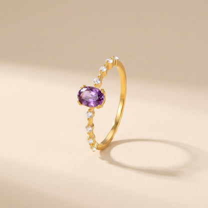 Buy Purple Oval Ring – 925 Sterling Silver, Gold Plated at Pinky Promise