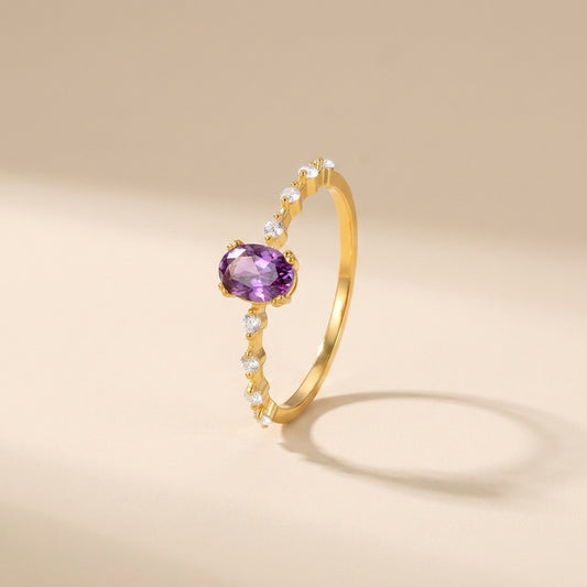 Buy Purple Oval Ring – 925 Sterling Silver, Gold Plated at Pinky Promise
