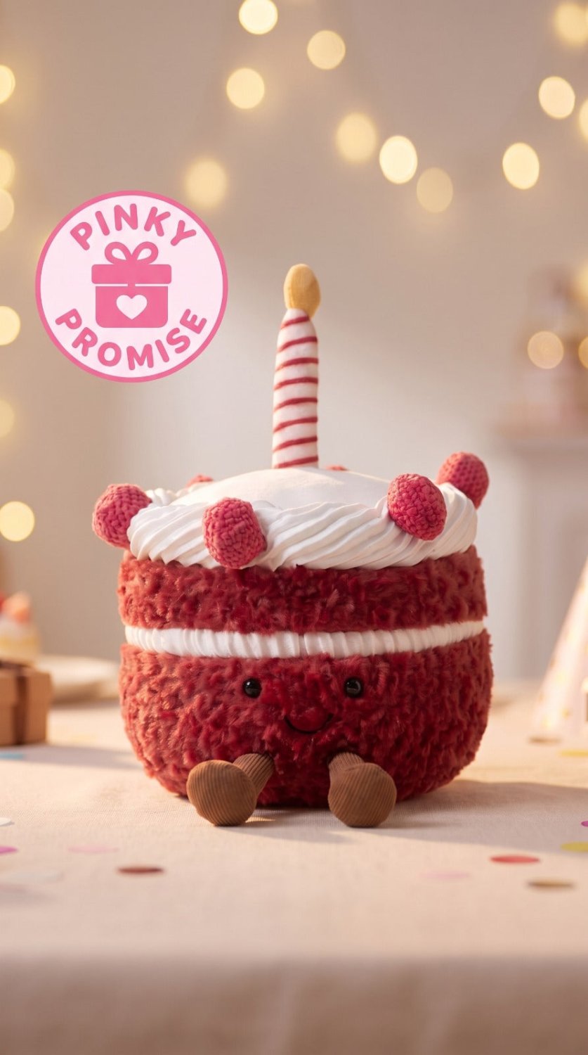 Red velvet birthday cake plush toy - 18 cm - Pinky Promise