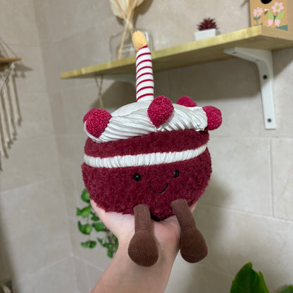 Red velvet birthday cake plush toy - 18 cm | Pinky Promise