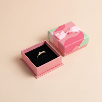 Scattered Crystal Cluster Ring – 925 Sterling Silver, Gold Plated - Close Up | Pinky Promise