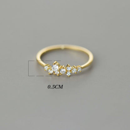 Scattered Crystal Cluster Ring – 925 Sterling Silver, Gold Plated - Photo 5 | Pinky Promise