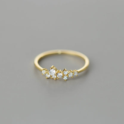 Scattered Crystal Cluster Ring – 925 Sterling Silver, Gold Plated - Photo 6 | Pinky Promise