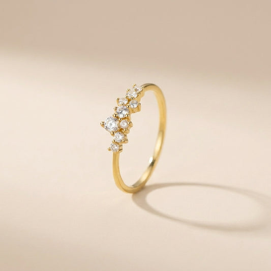 Buy Scattered Crystal Cluster Ring – 925 Sterling Silver, Gold Plated at Pinky Promise