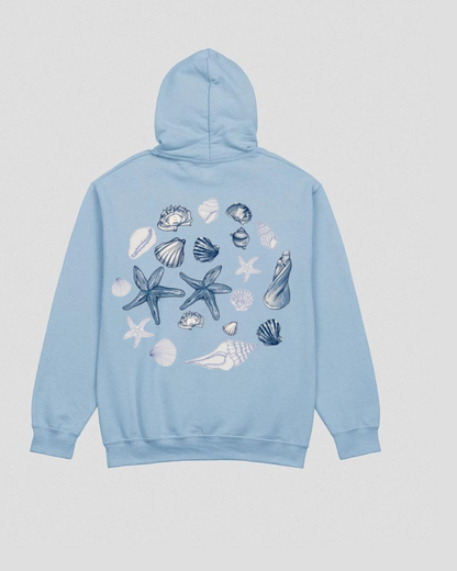 Seashells hoodie - back + front design - Close Up | Pinky Promise