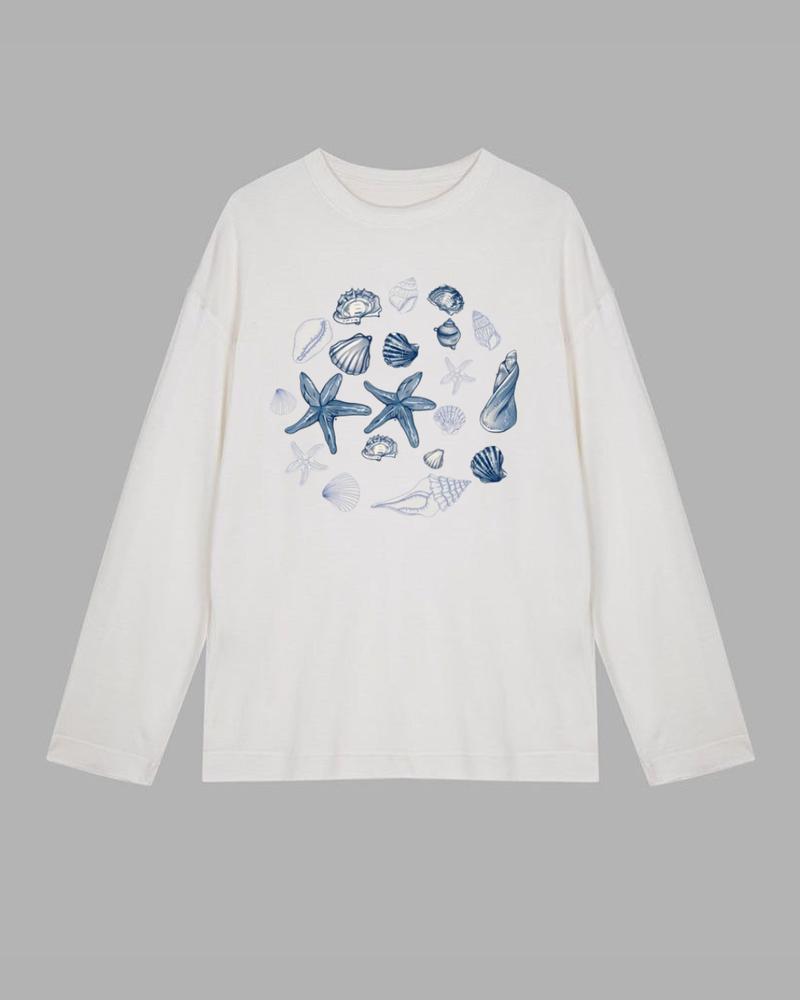Buy seashells Long Sleeve Cotton T-shirt at Pinky Promise