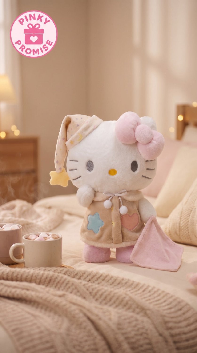 Sleepy Time Hello Kitty Plush Toy – Bedtime Pajama Cuddly Stuffed Animal - 45 cm - Pinky Promise