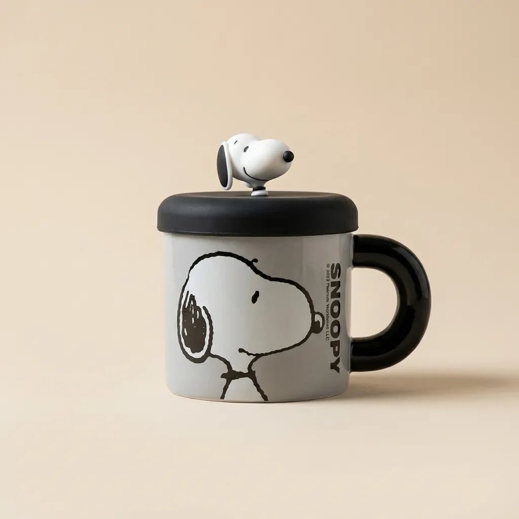 Snoopy Black & White Mug with 3D Figurine Lid - Pinky Promise