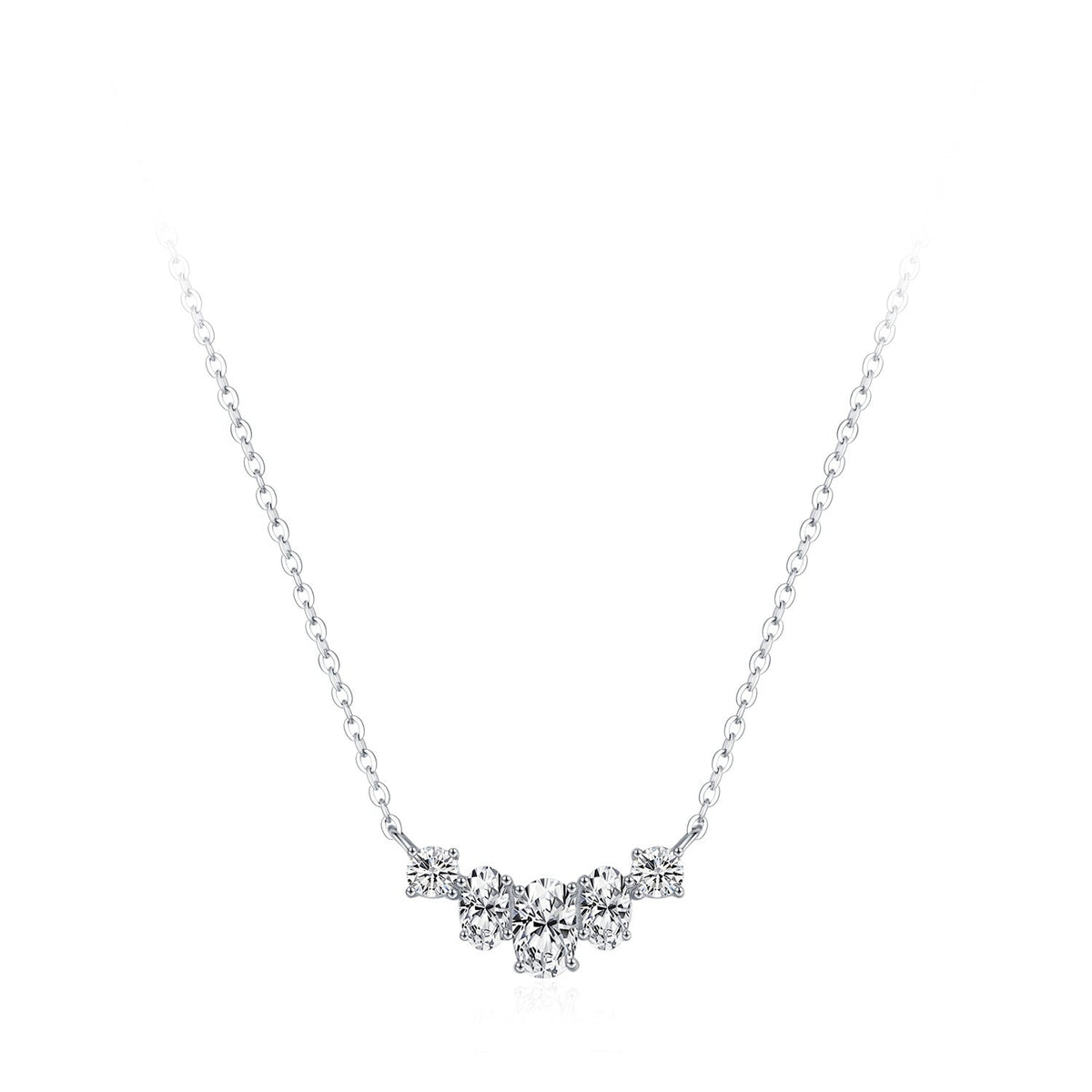Sparkling Curved Cluster Necklace - 925 Sterling Silver - Photo 6 | Pinky Promise
