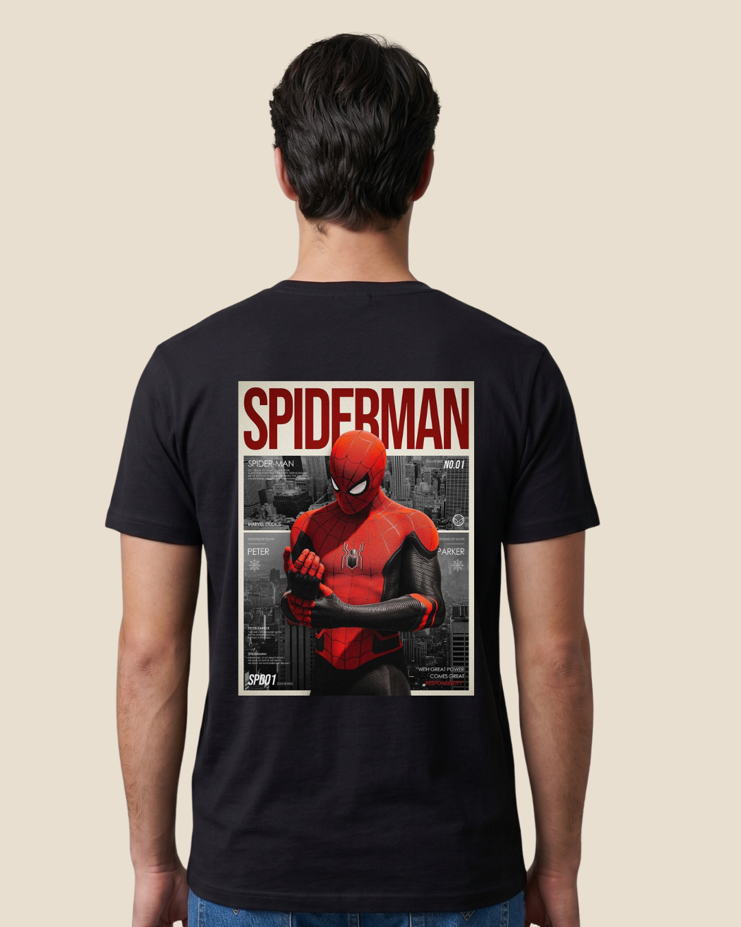 spiderman T-shirt - front and back - Close Up | Pinky Promise