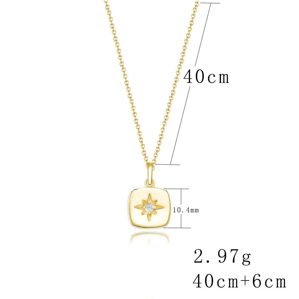 Starburst Compass Pendant Necklace - Gold Plated 925 Sterling Silver - Photo 8 | Pinky Promise