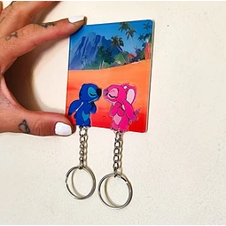 Stitch and angel keychain holder - Close Up | Pinky Promise