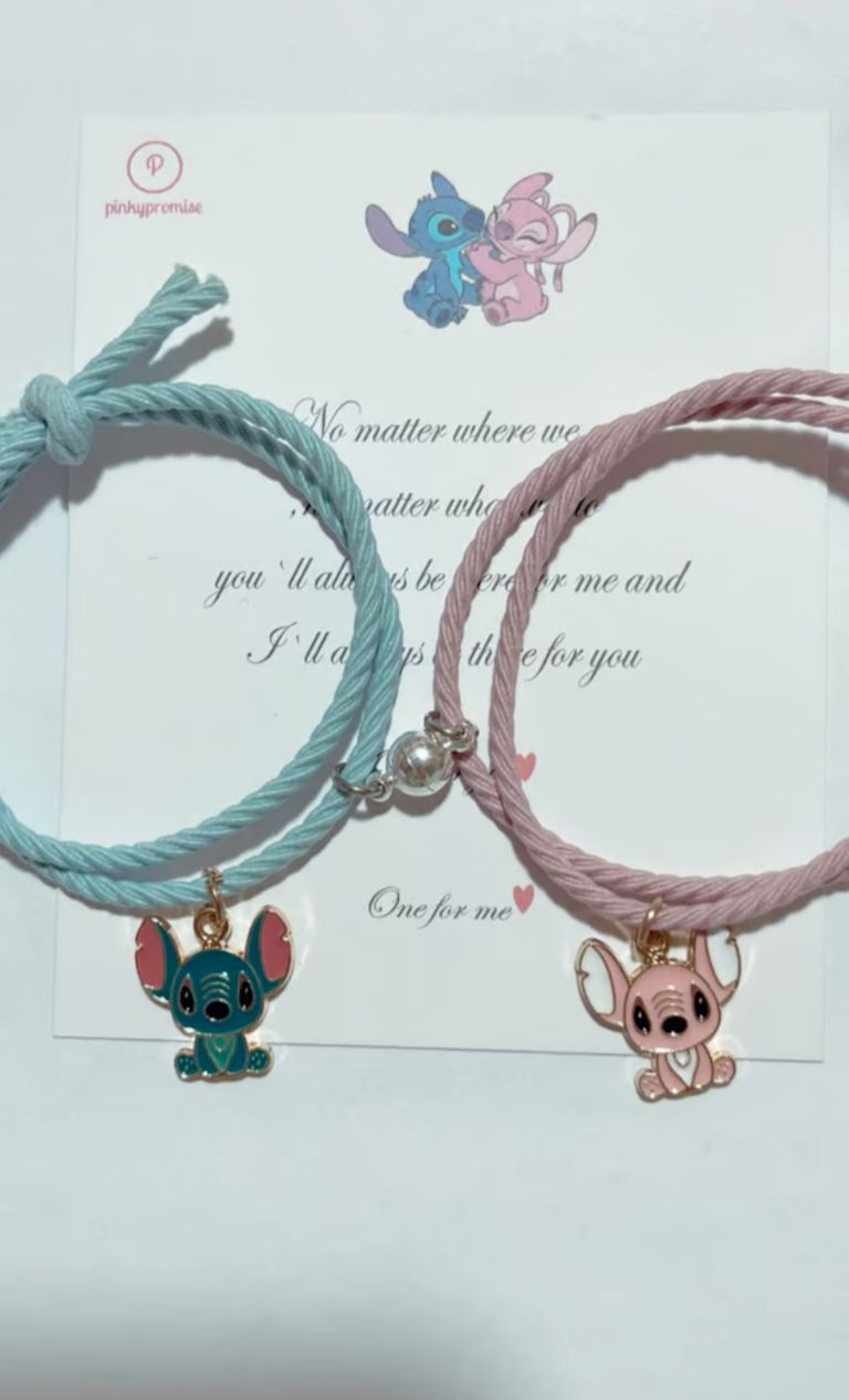 Buy Stitch and angel magnetic matching bracelets at Pinky Promise