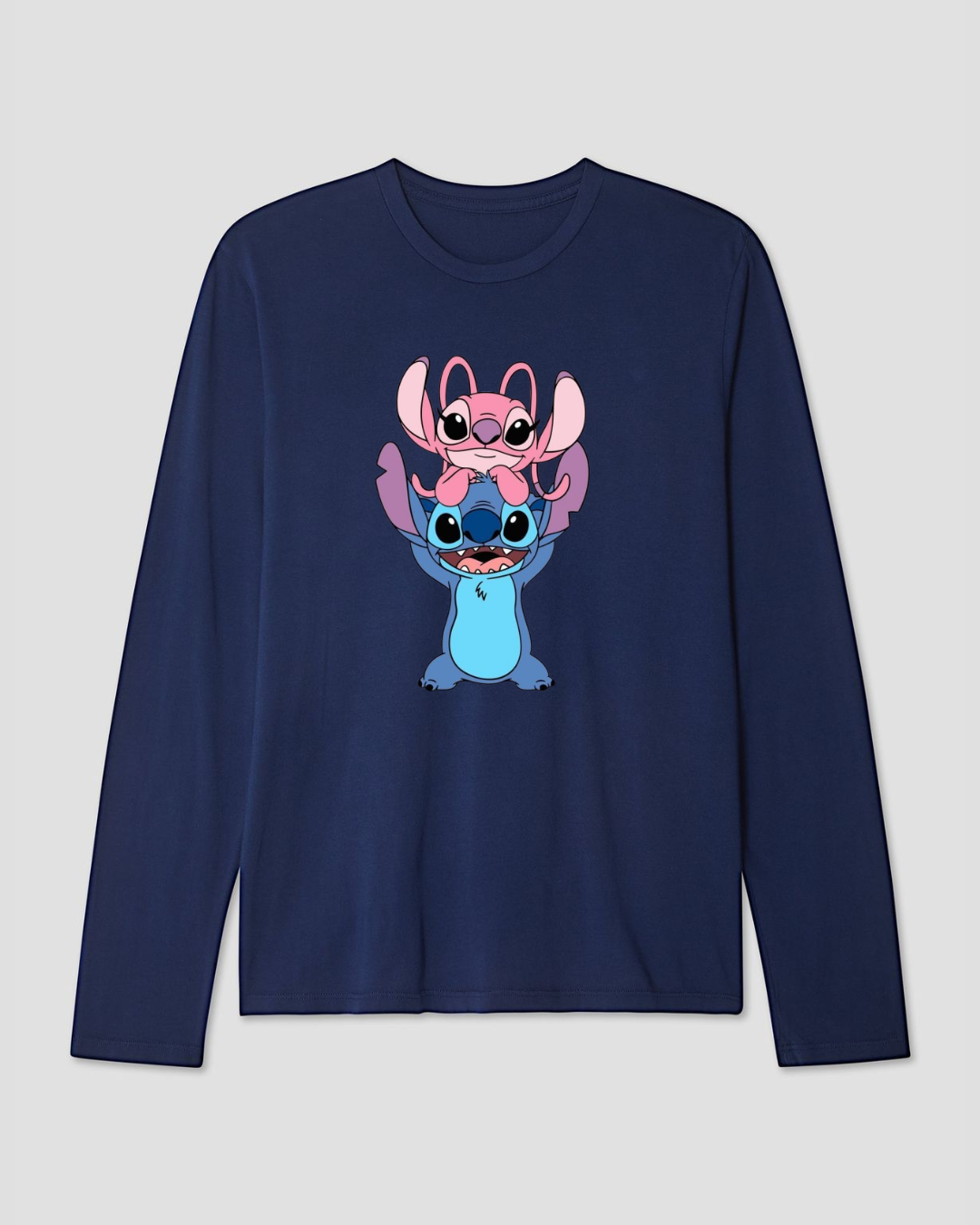 Stitch Long Sleeve Cotton T-shirt - Close Up | Pinky Promise